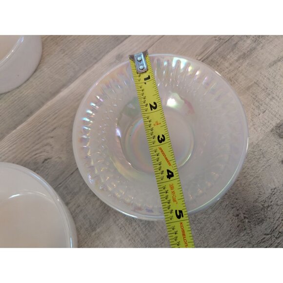 Vintage Federal Moonglow Milk Glass White Iridescent Bowls Set Of 3 - Picture 10 of 11